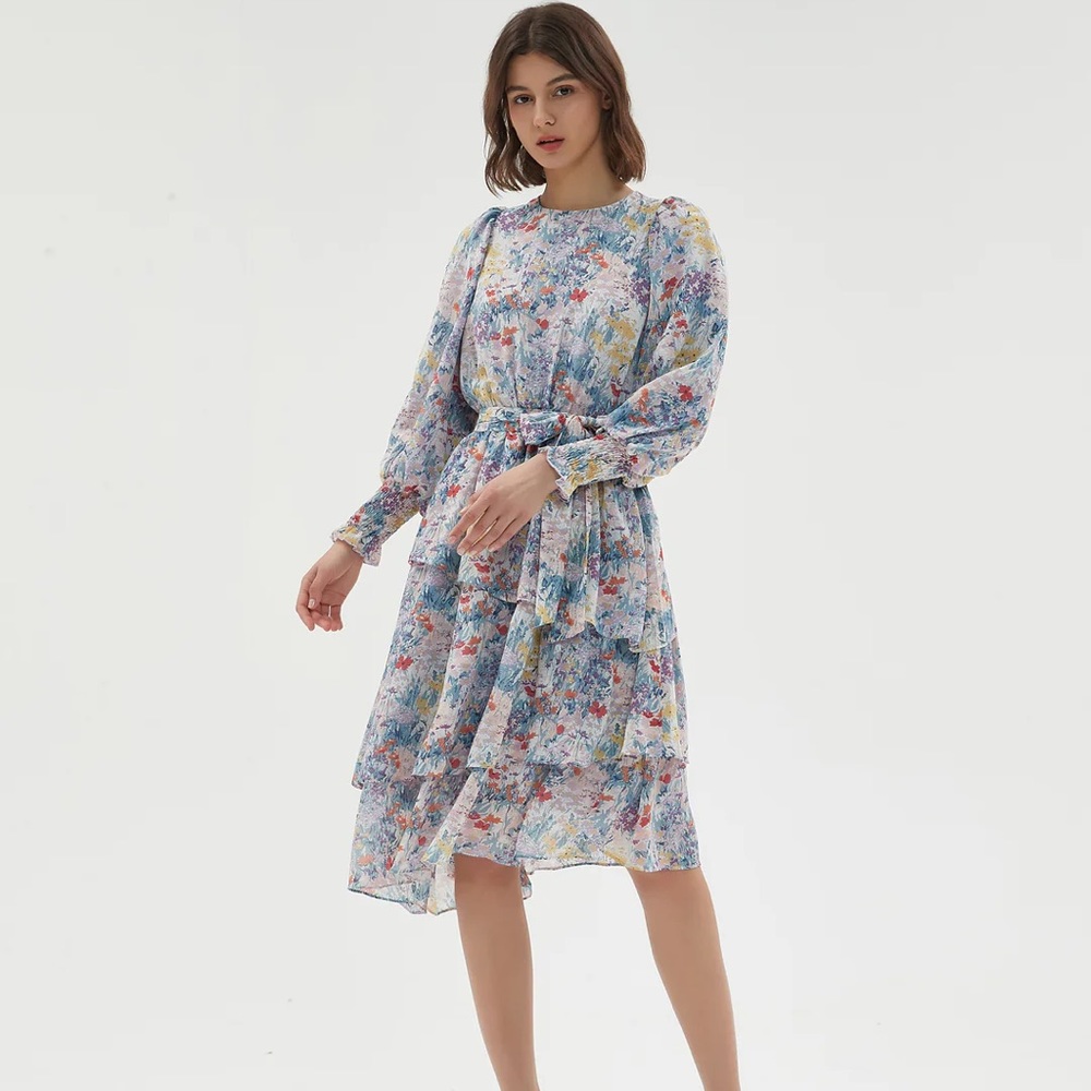 Mia Mod LAVENDER TIERED DRESS